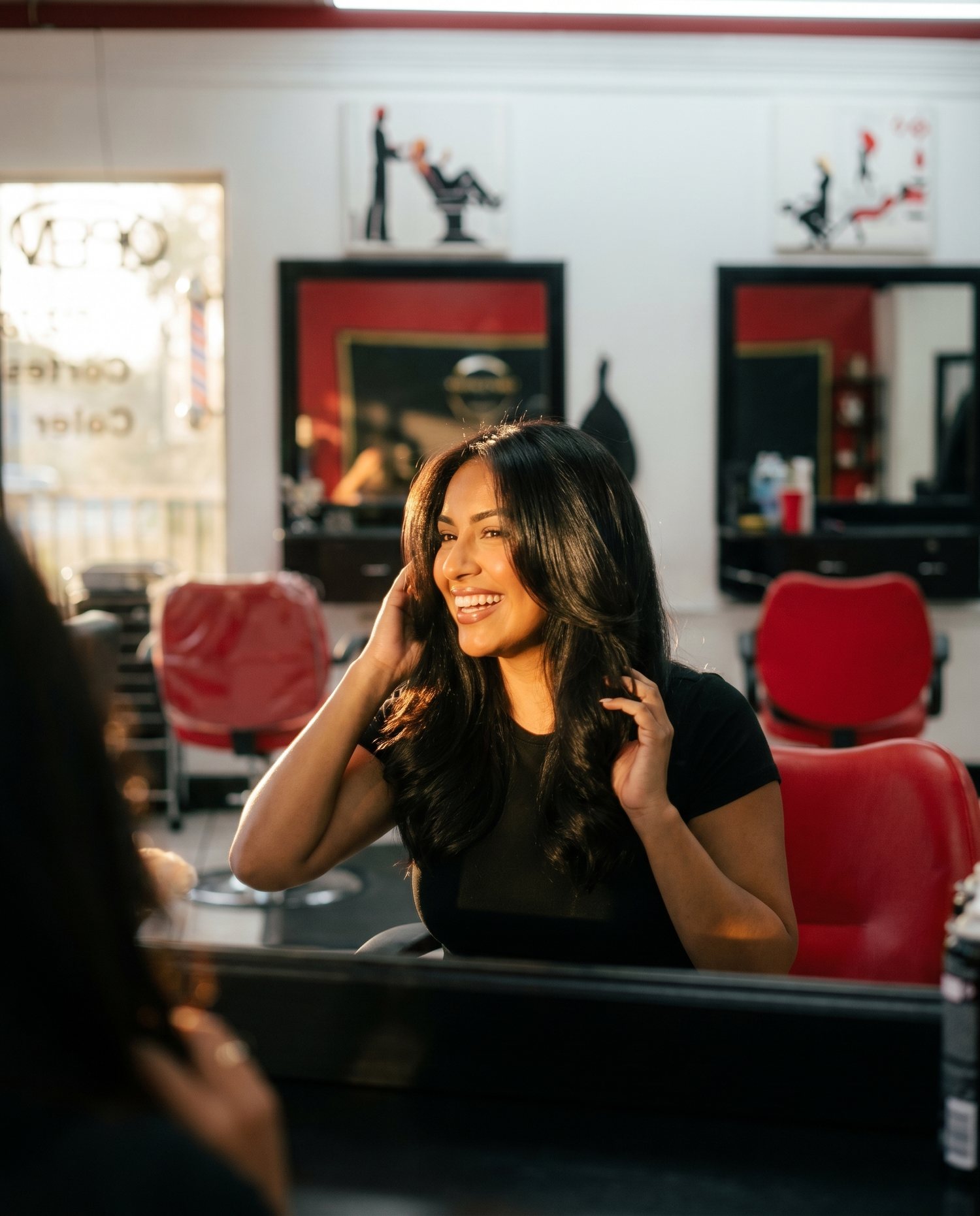 Happy guest after a blow-dry at Hair Creations M&M, Naples