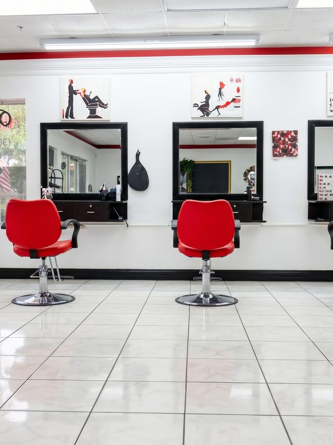 Barber chairs and men's grooming row, East Naples FL